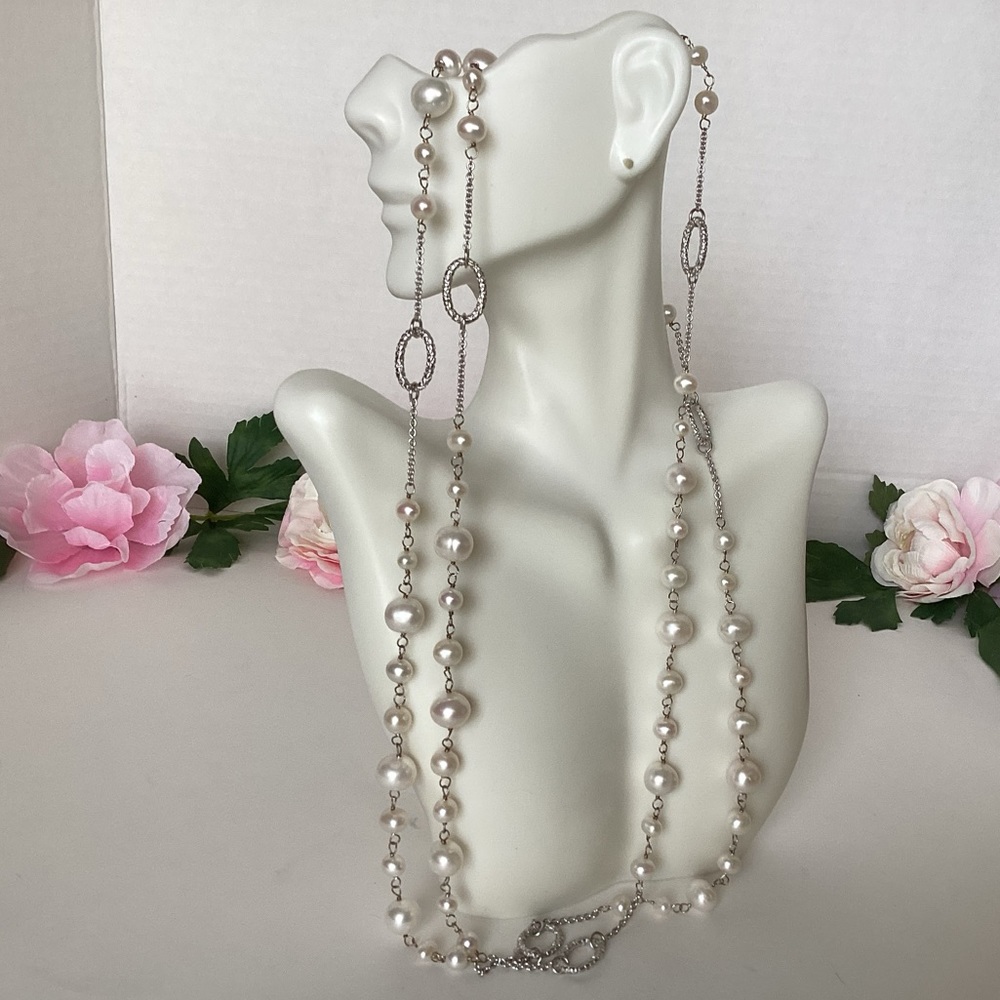 STERLING 40” PEARL NECKLACE